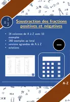 Aperçu - Feuilles d'exercices - Soustraction des fractions positives et négatives | mathématiques | 26 colonnes - Page de couverture