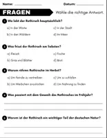 Vorschau - Arbeitsblätter - Rothirsch: Leseverständnis und Kreuzworträtsel mit Antworten für die 3. Klasse, 4. Klasse. - Seite 2