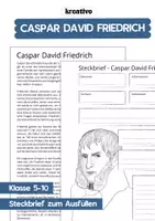 Vorschau - Arbeitsblätter - Steckbrief Caspar David Friedrich + Informationsblatt für Schüler - Deckblatt