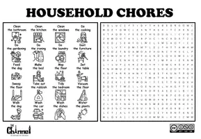 Vista previa - Hojas de trabajo - HOUSEHOLD CHORES: Word Search (20 Expressions) - página 2