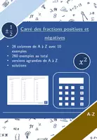Aperçu - Feuilles d'exercices - Carré des fractions positives et négatives | mathématiques | 26 colonnes - Page de couverture