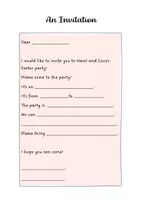 Vorschau - Arbeitsblätter - Writing an Invitation - Aufbau, Differenzierung, Easter - Deckblatt