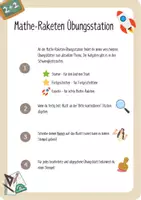 Vorschau - Stationenlernen - Mathe-Raketen Übungsstation - Deckblatt