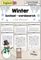 Vorschau - Arbeitsblätter - Winter & Winter clothes Wordsearch Suchsel differenziert - Englisch - Deckblatt