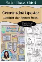 Vorschau - Arbeitsblätter - Steckbrief als Gemeinschaftsbild / kooperatives Poster über Johannes Brahms - Deckblatt