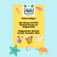 Vorschau - Prüfungsvorbereitung - Pauker Religion - (Q2) Klausur mit EWH - Bertrand Russel und Religionskritik - Deckblatt