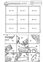 Vorschau - Arbeitsblätter - Mathe Klasse 2 Rechenpuzzle ZR 100 Weihnachten, Wichtel Rechnen, Schneiden, Kleben - Seite 3