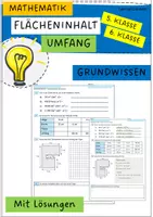 Vorschau - Arbeitsblätter - Flächeninhalt und Umfang berechnen (Grundwissen mit Lösungen) - Deckblatt
