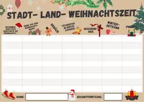 Vorschau - Arbeitsblätter - Spiel: Stadt - Land - Weihnachtszeit - Seite 1