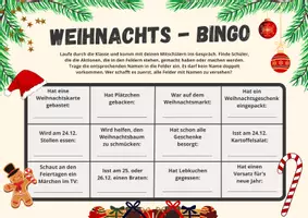 Vorschau - Arbeitsblätter - Spiel: Weihnachtsbingo - Bingo - Seite 1
