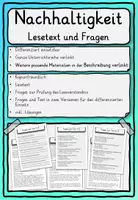 Vorschau - Stundenentwürfe - Wachsendes Lese-Paket Nachhaltigkeit Umweltschutz Klasse 2, 3, 4 - Deckblatt