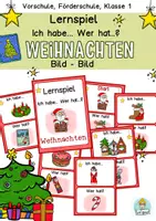 Vorschau - Spiele - Lernspiel Weihnachten zur Sprachförderung in der Vorschule, Klasse 1, Förderschule (Ich habe Wer hat?) - Deckblatt