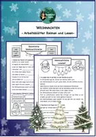 Vorschau - Arbeitsblätter - Arbeitsblätter Lesen und Reimen Weihnachten - Deckblatt