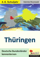 Vorschau - Arbeitsblätter - Thüringen – Deutsche Bundesländer kennenlernen | Erfurt, Weimar, Thüringer Wald, Landkarte, Flüsse | Erdkunde Sachunterricht Grundschule Sekundarstufe I Klasse 4-6 Lösungen - Deckblatt