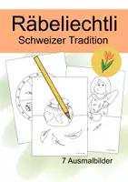 Vorschau - Mal- und Bastelvorlagen - Räbeliechtli Schweizer Tradition Ausmalbilder - Deckblatt