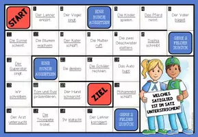 Vorschau - Spiele - Satzglieder bestimmen – Subjekt, Prädikat, Objekte und Umstandsergänzungen | 3 Brettspiele 3.–4. Klasse - Seite 1