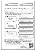 Vorschau - Arbeitsblätter - Nachhaltiger Tourismus: Ziele-Beispiele aus Video Film - Deckblatt