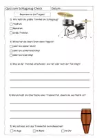 Vorschau - Arbeitsblätter - Quiz zum Schlagzeug-Check (mit Lösung) - Deckblatt