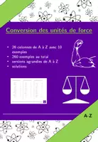 Aperçu - Feuilles d'exercices - Conversion des unités de force | physique | 26 colonnes - Page de couverture