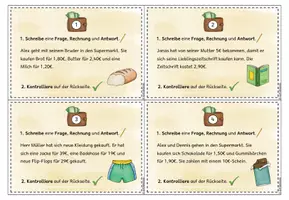 Vorschau - Arbeitsblätter - Geld - Euro und Cent - Sachaufgaben Kartei (Klasse 2-3) #schulstartbyextraklasse - Seite 2