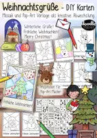 Vorschau - Mal- und Bastelvorlagen - Winter / Weihnachtliche DIY Grußkarten (Mosaik + Pop-Art) - Deckblatt