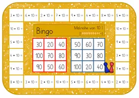Vorschau - Stationenlernen - Bingo Malreihe von 10 | Einmaleins - Seite 1