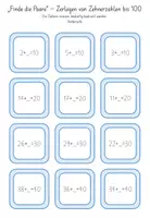 Vorschau - Spiele - Finde die Paare - Zerlegen und Ergänzen Zahlenraum bis 100 - Mathe 2. Klasse - Seite 1