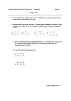 Vorschau - Test - Klassenarbeit: Lineare Gleichungssysteme (Version A und B) - Deckblatt