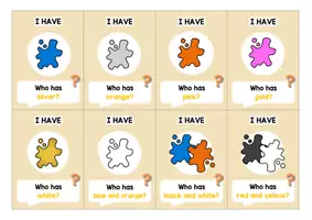 Vorschau - Arbeitsblätter - Farben / Colours: Lesespiel (I have, who has) auf Englisch - Seite 2