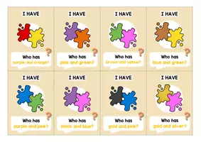 Vorschau - Arbeitsblätter - Farben / Colours: Lesespiel (I have, who has) auf Englisch - Seite 3