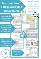Vorschau - Arbeitsblätter - Writing a speech analysis: Analyzing a speech on "food consumption and climate change" - Deckblatt