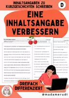 Vorschau - Arbeitsblätter - Eine Inhaltsangabe verbessern dreifach differenziert - Deckblatt