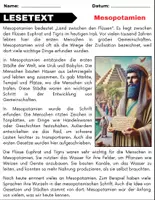 Vorschau - Arbeitsblätter - Mesopotamien: Leseverständnis und Kreuzworträtsel mit Lösungen - Seite 1