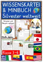 Vorschau - Mal- und Bastelvorlagen - Silvester weltweit – Wissenskartei & Minibuch Klasse 3-6 - Deckblatt