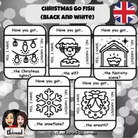 Vista previa - Juegos / Gamificación - CHRISTMAS - Go Fish Game (Black and White) - Portada