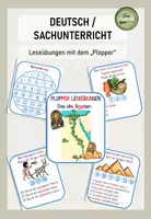 Vorschau - Fördermaterial/Inklusion - Das alte Ägypten, Leseübung mit "Plopper" + Selbstkontrolle - Deckblatt