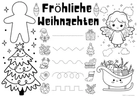 Vorschau - Arbeitsblätter - Schwungübungen Vorschule - Kreativmatte "Weihnachten" - Schwungübungen - malen & zeichnen | Vorschule | Schwungübungen Klasse 1 | Winter Kindergarten | Aufgaben für Schnelle | Ich bin fertig Aufgaben | Lückenfüller | Ausmalbilder Weihnachten - Seite 1
