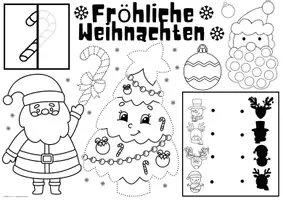 Vorschau - Arbeitsblätter - Schwungübungen Vorschule - Kreativmatte "Weihnachten" - Schwungübungen - malen & zeichnen | Vorschule | Schwungübungen Klasse 1 | Winter Kindergarten | Aufgaben für Schnelle | Ich bin fertig Aufgaben | Lückenfüller | Ausmalbilder Weihnachten - Seite 1