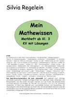 Vorschau - Arbeitsblätter - Mein Mathewissen, Merkheft ab Kl. 3, KV & Lösungen - Deckblatt