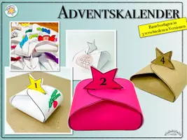 Vorschau - Mal- und Bastelvorlagen - ADVENTSKALENDER ZUM BEFÜLLEN - SCHACHTELN (3 verschiedene Vorlagen mit Zahlen von 1 bis 24 als Weihnachtskalender, Weihnachten, Wichteln, Wichtelgeschenk) - Seite 2