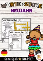 Vorschau - Arbeitsblätter - Wörtersuche Puzzle / Suchsel (Neujahr / Silvester) Aktivität - Deckblatt