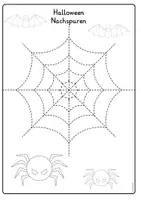 Vorschau - Arbeitsblätter - Halloween Nachspuren und Ausmalen Motorikübung Graphomotorik - Seite 1