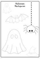 Vorschau - Arbeitsblätter - Halloween Nachspuren und Ausmalen Motorikübung Graphomotorik - Seite 3