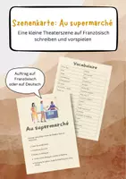 Vorschau - Aufgabenkarten - Scène de théâtre: Au supermarché - Deckblatt