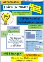 Vorschau - Fördermaterial/Inklusion - Flächeninhalt von zusammengesetzen Figuren berechnen - Deckblatt