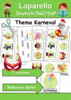 Vorschau - Mal- und Bastelvorlagen - Leporello/Faltbuch Thema Fasching/Karneval (Klasse 1 und 2) - Deckblatt