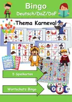 Vorschau - Arbeitsblätter - Wortschatz Bingo - Fasching/Karneval (Klasse 1 und 2) - Deckblatt