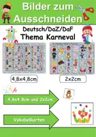 Vorschau - Arbeitsblätter - Vokabelbilder Fasching/Karneval - Bilder zum ausschneiden (Klasse 1 und 2) - Deckblatt
