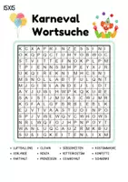 Vorschau - Arbeitsblätter - Wortsuchspiel/Wortsuche/Suchsel Fasching/Karneval (Grundschule) - 4 Varianten - Seite 1