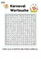 Vorschau - Arbeitsblätter - Wortsuchspiel/Wortsuche/Suchsel Fasching/Karneval (Grundschule) - 4 Varianten - Seite 3